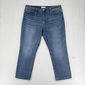 Lovervet Cropped Straight Jeans Womens 22 Blue Medium High Rise Stretch Denim